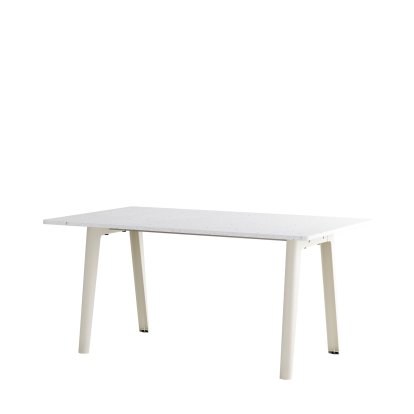 New Modern Dining Table Rectangular, Metal/Recycled Plastic, 160 x 95 cm, Cream white
