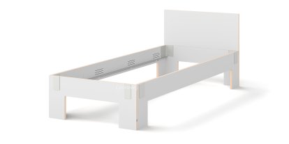 Tagedieb Bed, 90 x 220 cm, With headboard, FU (plywood, birch) white, Light grey, Without slatted base