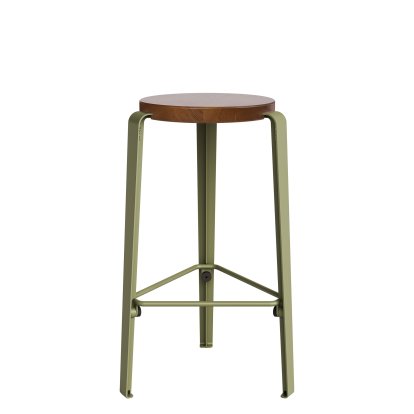 Lou Bar Stool, 66 cm, Tinted oak, Khaki green