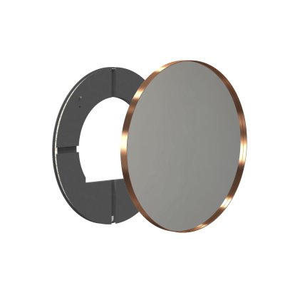 Unu mirror with LED lighting round (set), ø 60 cm, Brushed copper