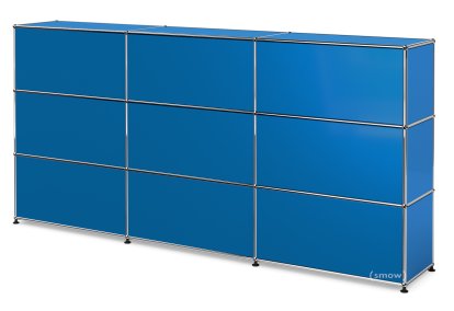 USM Haller Counter Type 1, Gentian blue RAL 5010, 225 cm (3 elements), 35 cm
