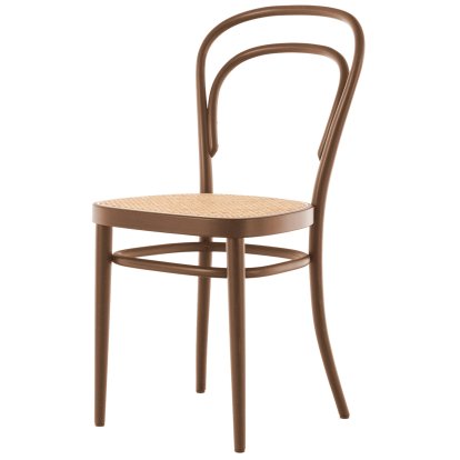 214 / 214 M Chair, Without armrests, Walnut stained beech, Cane-work natural