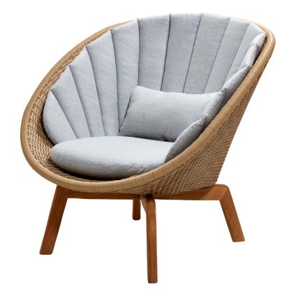 Peacock Lounge Chair, Large flat Weave - Natural, Natté - Light grey