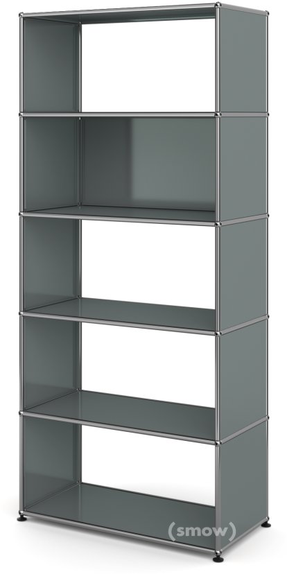 USM Haller Living Room Shelf M, 1 back panel, Mid grey RAL 7005