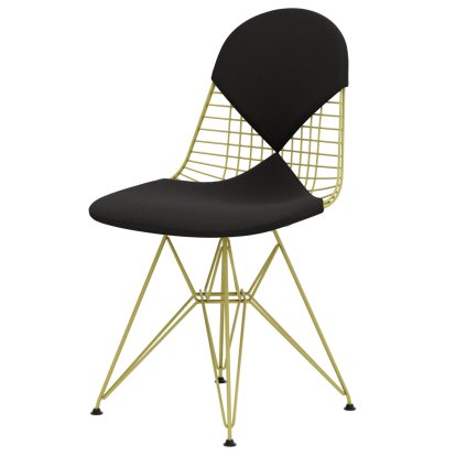 Wire Chair DKR , Powder-coated citron, Seat and backrest cushion (Bikini), Dark grey