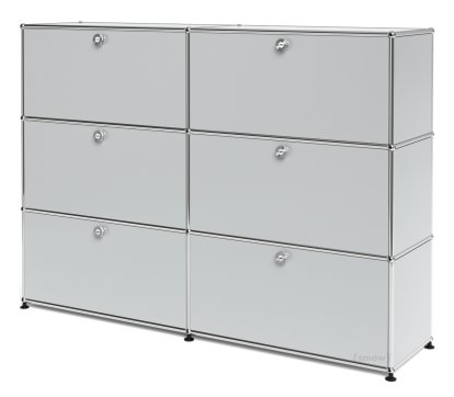 USM Haller Highboard L, Customisable, Light grey RAL 7035, With 2 drop-down doors, With 2 drop-down doors, With 2 drop-down doors