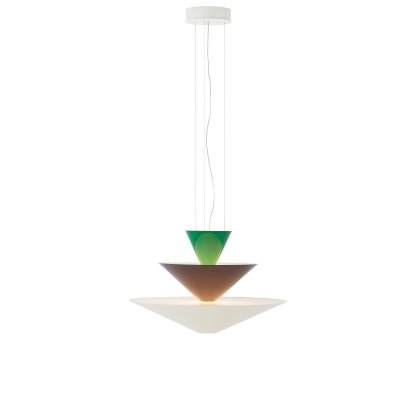 Gio Pendant Lamp, Ø 60 cm x H 39 cm, Signal green, deep blue & ecru white
