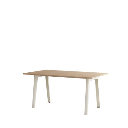 New Modern Dining Table Rectangular, Metal/Wood, 160 x 95 cm, Oak finish, Cream white