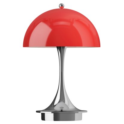Panthella 160 Portable Lamp, Chrome opal red