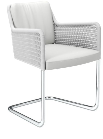 D43 Chair, Leather , Pure white, Chrome-plated steel tubing