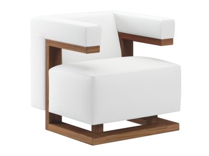 F51 Gropius Armchair, Leather, White, Walnut