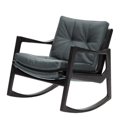 Euvira Rocking Chair Soft, Black stained oak, Classic leather grey