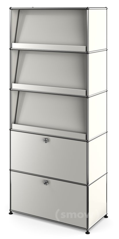 USM Haller Storage Unit with 3 Angled Shelves, Pure white RAL 9010