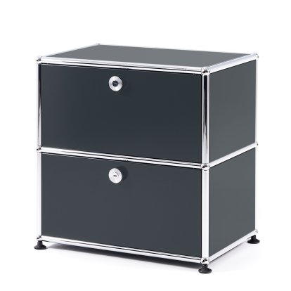 USM Haller Bedside Table with 2 Drop-down Doors, Anthracite RAL 7016