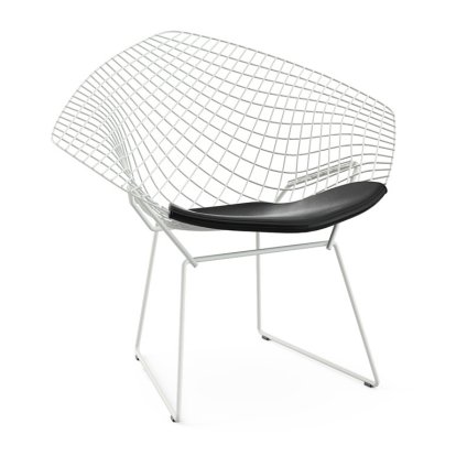 Diamond Chair, with cushion, Rilsan protective coating white, Vinyl black