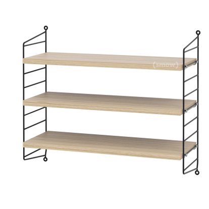 String System Shelf S, 20 cm, Black, Oak veneer