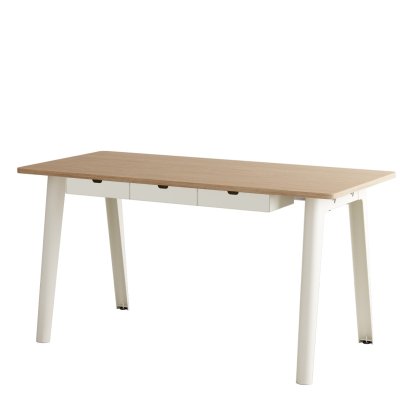 New Modern Desk, Metal/wood, 150 x 70 cm, With storage module, Cream white