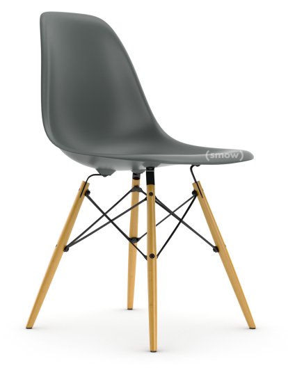 Eames Plastic Side Chair RE DSW, Granite grey, Without upholstery, Without upholstery, Standard version - 43 cm, Yellowish maple