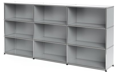 USM Haller Highboard XL, Customisable, Light grey RAL 7035, Open, Open, Open