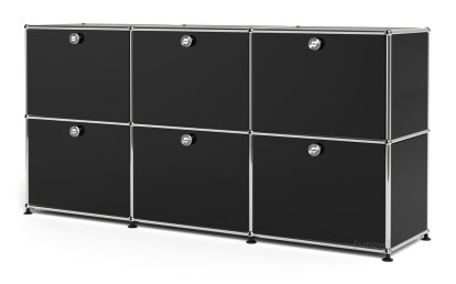 USM Haller Sideboard 50, Customisable, Graphite black RAL 9011, With 3 drop-down doors, With 3 drop-down doors
