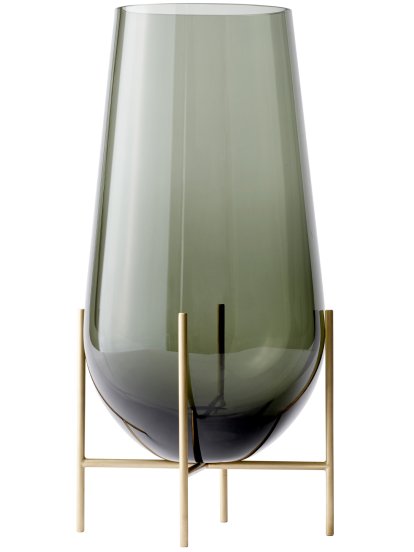 Échasse Vase, Large (H 60 cm, Ø 30/20 cm), Smoke / Brushed Brass