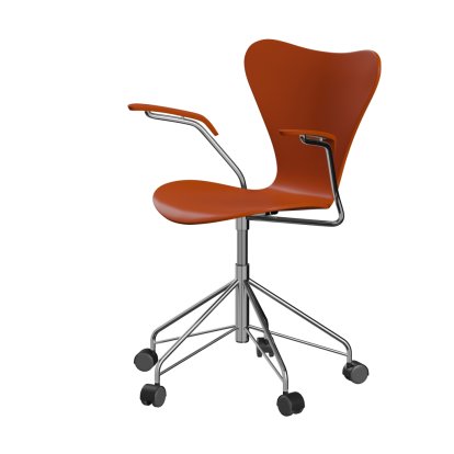 Series 7 Swivel Chair 3117 / 3217 New Colours, With armrests, Lacquer, Paradise orange, Chrome