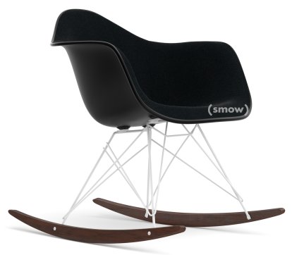 Eames Plastic Armchair RE RAR with Upholstery, Deep black, With full upholstery, Nero, White, White/dark maple