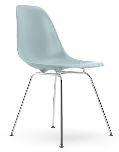 Eames Plastic Side Chair RE DSX, Ice grey, Without upholstery, Without upholstery, Standard version - 43 cm, Chrome-plated