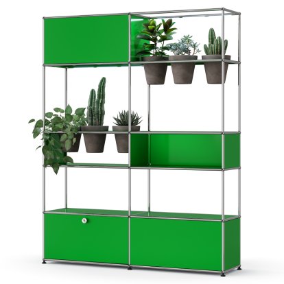 USM Haller E Plant World Room Divider, USM green, Basalt, LED illumination cold white