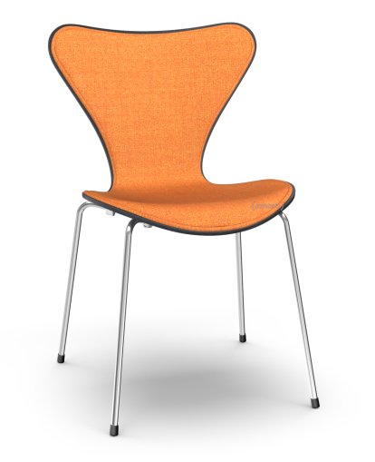 Series 7 Chair 3107 Front Upholstered, Coloured ash, Black, Remix 543 - Orange, Chrome