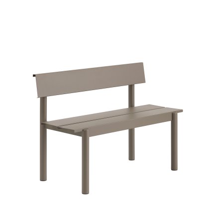 Linear steel bench with backrest, L 110 x W 50,9 cm, Taupe