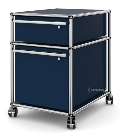 USM Haller Mobile Pedestal with Hanging File Basket, All compartments with a lock, Steel blue RAL 5011