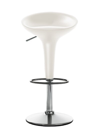 Bombo Bar Stool, Height adjustable (Seat height 50-74 cm), White