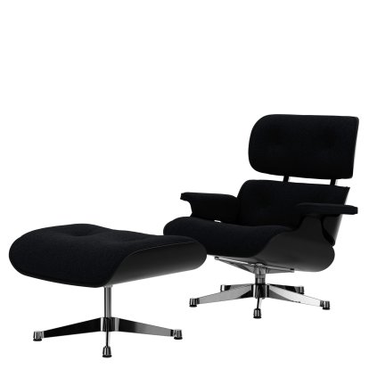 Eames Lounge Chair & Ottoman Nubia, Anthracite black / chestnut, black