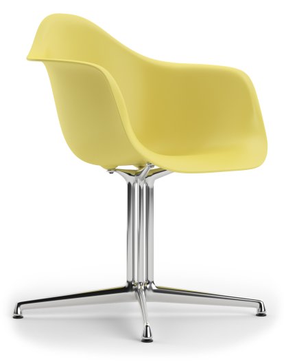 Eames Plastic Armchair RE DAL, Citron, Without upholstery, Without upholstery, Aluminium polished, New seat height (43,0 cm)