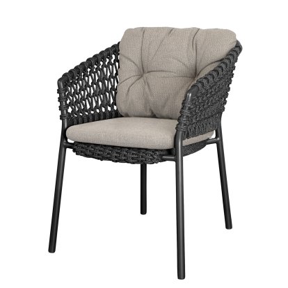 Ocean Chair, Open soft Rope – Dark grey, Rise - Light brown