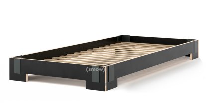 Tagedieb Stacking bed, 90 x 200 cm, Black, With rollable slatted base