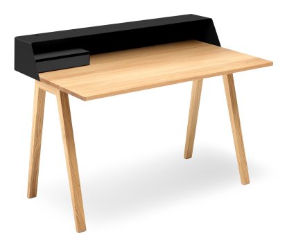 PS04 / PS05 Secretary, W 120 x D 75 cm (PS05), Deep black (RAL 9005), Oiled oak, With power box