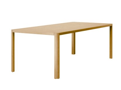 1140 Table, L 220 x W 100 cm, Clear lacquered oak, Polished aluminium