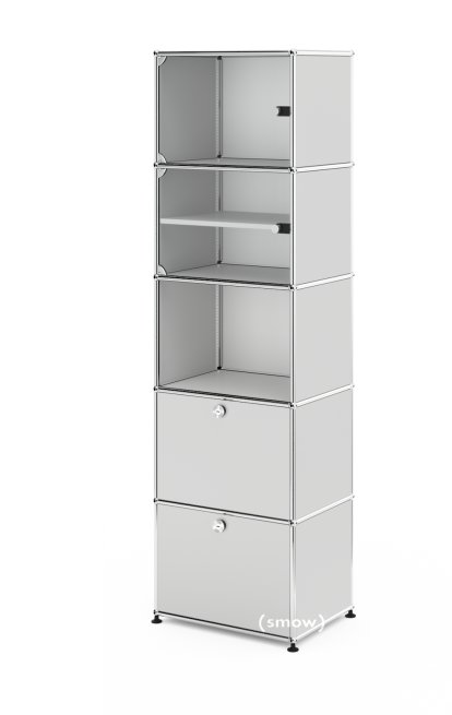 USM Haller Vitrine, H 179 x W 53 x D 38 cm, Light grey RAL 7035, No locks