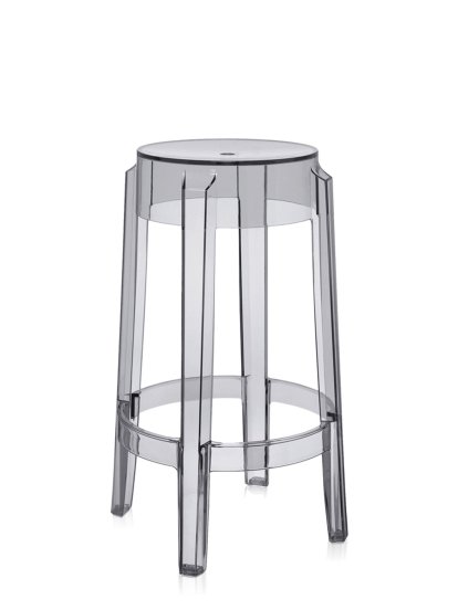 Charles Ghost Stool, Base 46 x Seat 29 x Height 65, Transparent, Fumé