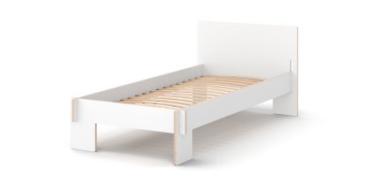Siebenschläfer Bed, 90 x 200 cm, With headboard, White, With rollable slatted base