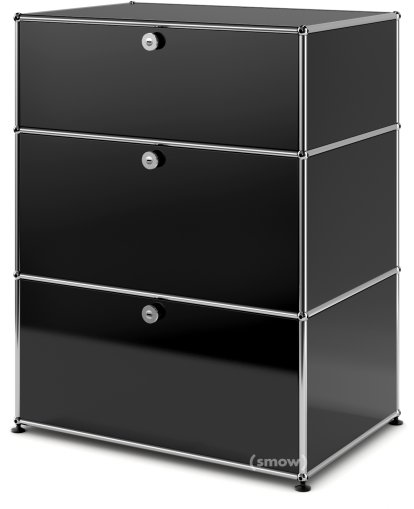 USM Haller Storage Unit with 3 Drawers, H 95 + 4 x W 75 x D 50 cm, Graphite black RAL 9011