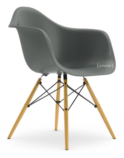 Eames Plastic Armchair RE DAW, Granite grey, Without upholstery, Without upholstery, Standard version - 43 cm, Yellowish maple