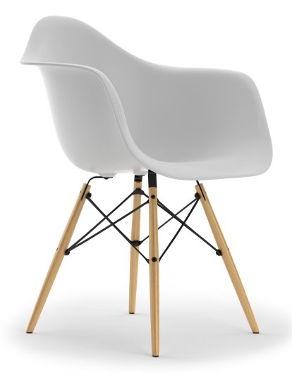 Eames Plastic Armchair RE DAW, Cotton white, Without upholstery, Without upholstery, Standard version - 43 cm, Ash honey tone