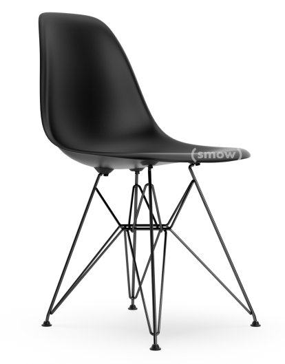 Eames Plastic Side Chair RE DSR, Deep black, Without upholstery, Without upholstery, Standard version - 43 cm, Coated basic dark