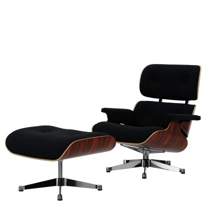 Eames Lounge Chair & Ottoman Nubia, Anthracite black / Santos Palisander, natural 