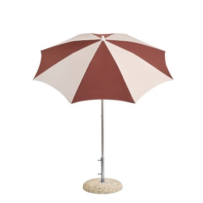 Terrazza Parasol Octagon, Burgundy / off-white, With parasol stand