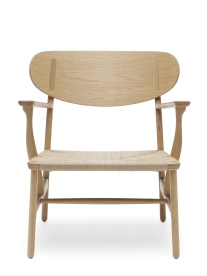 CH22 Lounge Chair, Oiled oak, natural paper yarn