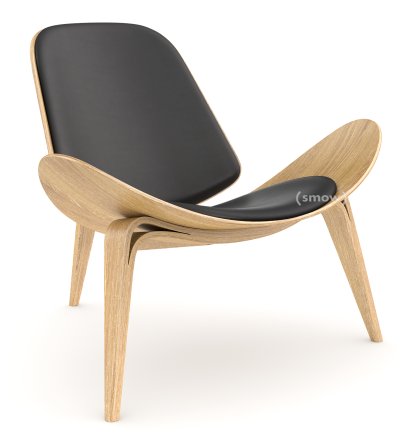 CH07 Shell Chair, White oiled oak, Leather anthracite